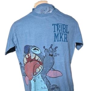 Disney Parks & Hanes Beefy-T Men’s S Disney LILO & Stitch Blue Stonewashed Shirt